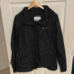 Columbia Black Hooded Rain Coat
